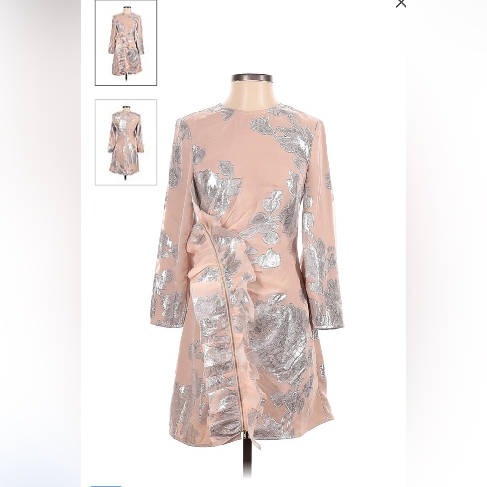 NEW SELF-PORTRAIT METALLIC FIL COUPÉ RUFFLE DRESS